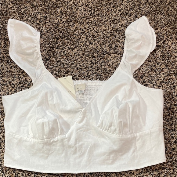 a new day Tops - A New Day Smock Crisp White Ruffled Sleeveless Women's Cropped Top Sz XXL | NWT
